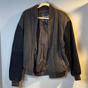 Vintage varsity Black and Brown Bomber Jacket